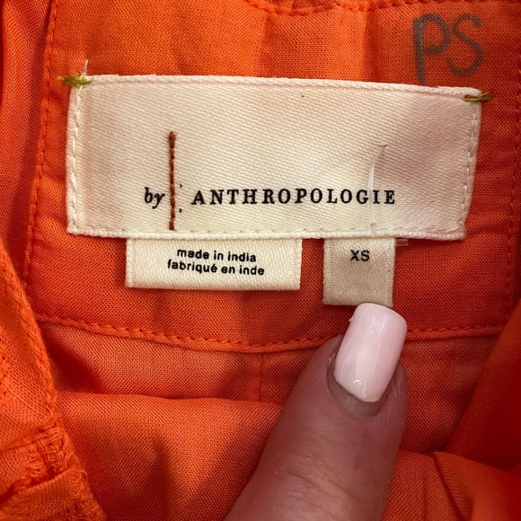 Anthropologie Orange Sleeveless Mini Dress New without tag size XS cotton pocket - Picture 2 of 12